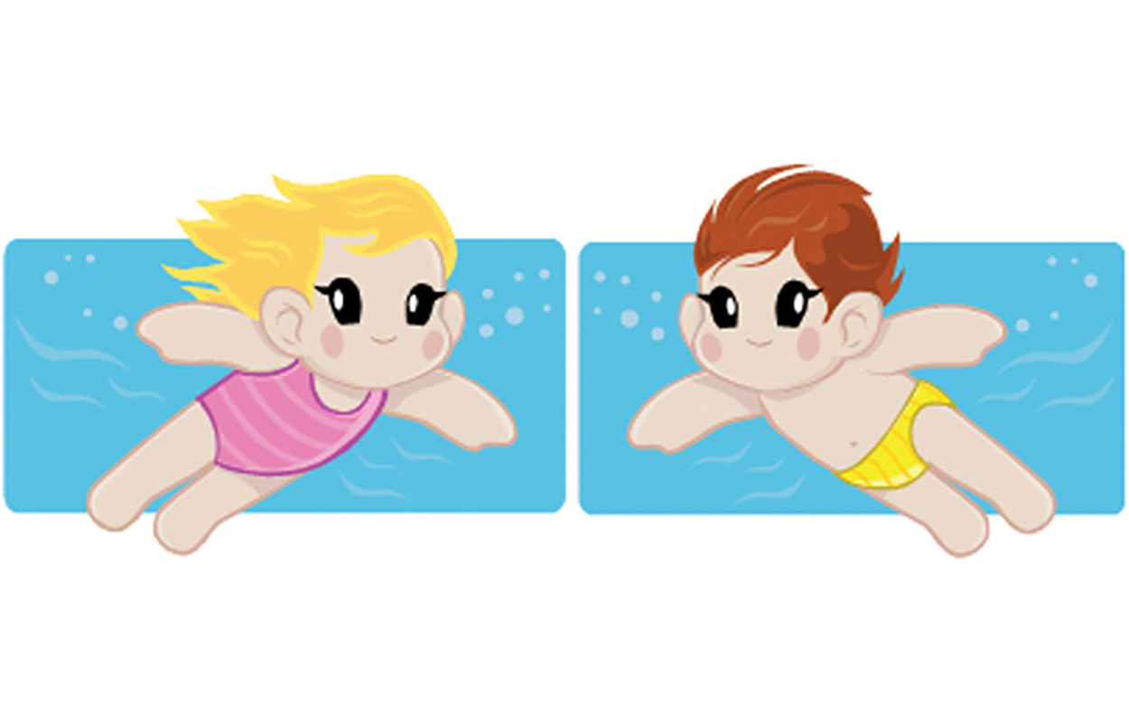 Boy and girl swimming